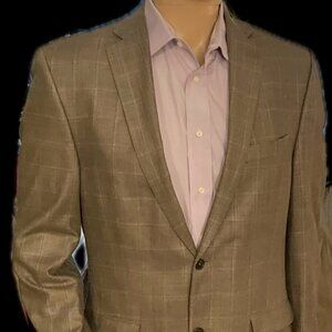 Calvin Klein 40R 52% Silk 48% Wool Sports Jacket Windowpane
